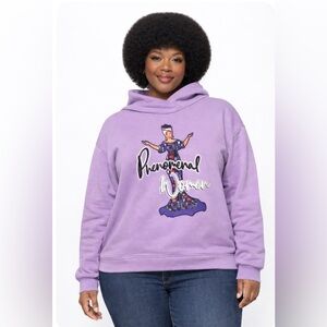 New Ladies Phenomenal Woman Graphic Purple Cross Neck Hoodie L, INDENT